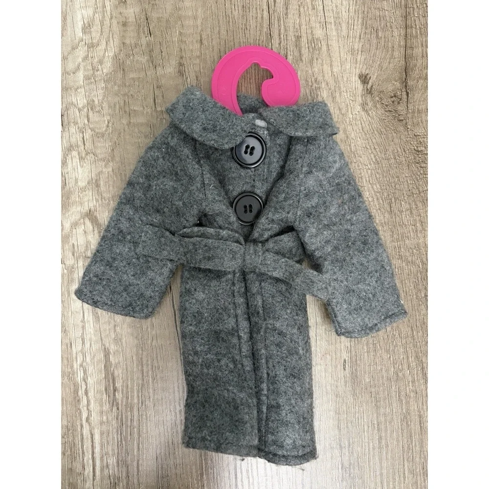 Our Generation OG Doll Gray Winter Coat Wool Peacoat Belt Retired Clothes